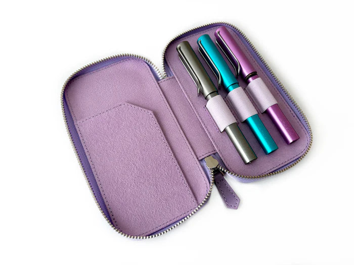 Eng Leather Co. - 3 Slot - Leather Pen Case Light Lavender