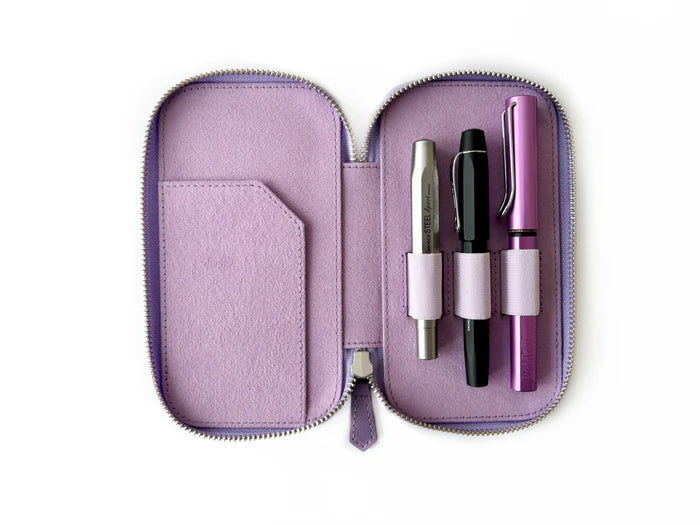 Eng Leather Co. - 3 Slot - Leather Pen Case Light Lavender