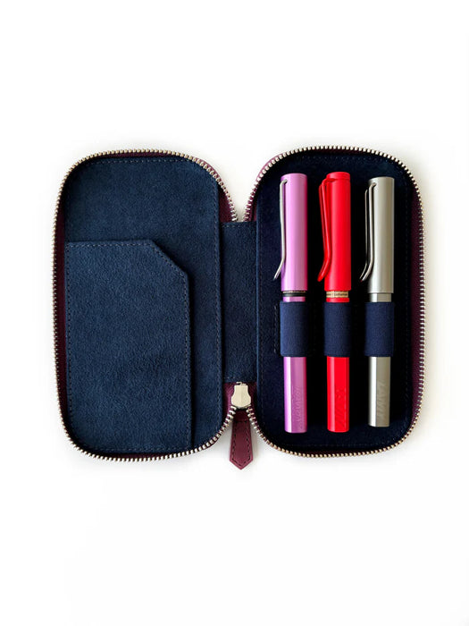 Eng Leather Co. - 3 Slot - Leather Pen Case Burgundy