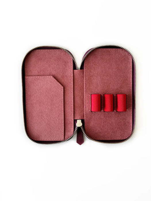 Eng Leather Co. - 3 Slot - Leather Pen Case Burgundy