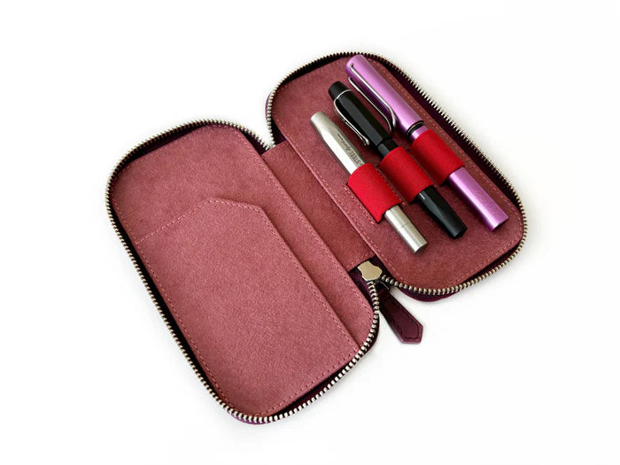 Eng Leather Co. - 3 Slot - Leather Pen Case Burgundy