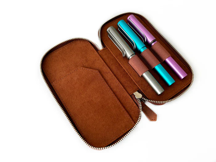 Eng Leather Co. - 3 Slot - Leather Pen Case Toffee