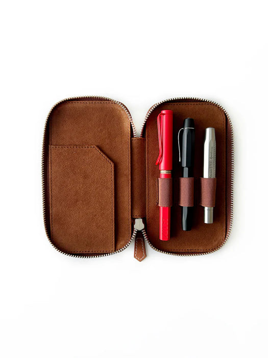 Eng Leather Co. - 3 Slot - Leather Pen Case Toffee