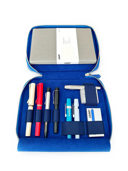 Eng Leather Co. - 4 Slot A5 Organizer Leather Pen Case Prussian Blue