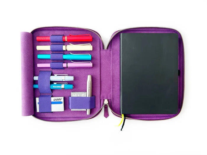 Eng Leather Co. - 4 Slot A5 Organizer Leather Pen Violet