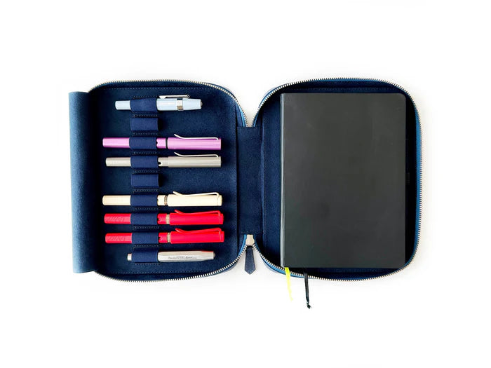 Eng Leather Co. - 9 Slot Leather Pen Case Midnight Blue