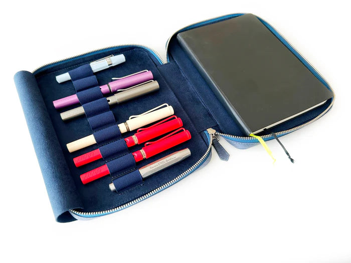 Eng Leather Co. - 9 Slot Leather Pen Case Midnight Blue