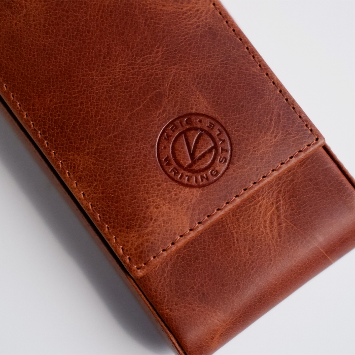 Eng Leather Co. - 3 Pen Hard Case Light Brown - Papier Plume