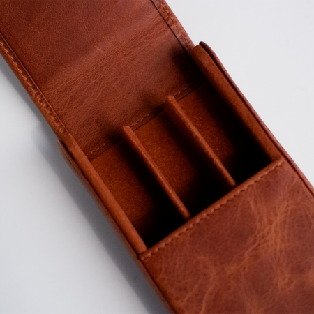 Eng Leather Co. - 3 Pen Hard Case Light Brown - Papier Plume