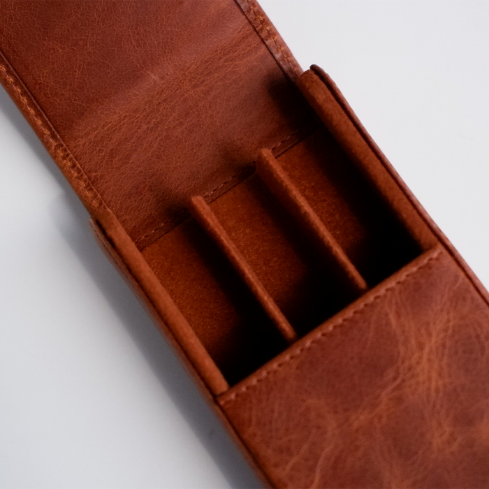 Eng Leather Co. - 3 Pen Hard Case Light Brown - Papier Plume