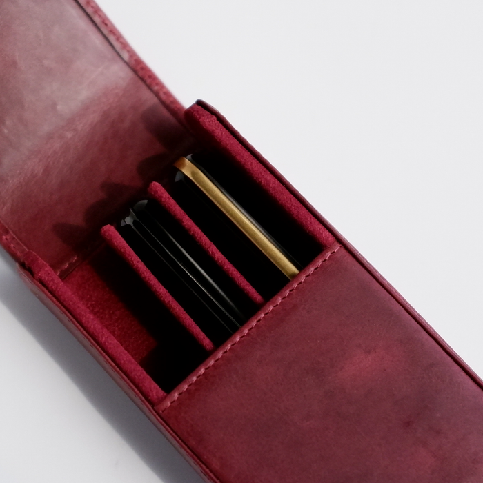 Eng Leather Co. - 3 Pen Hard Case Red - Papier Plume