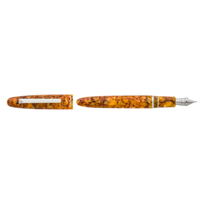 Esterbrook Estie fountain pen with honeycomb patterned body and silver fittings, showcasing elegant craftsmanship and design.