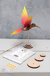 Assembli Colibri bird magenta-yellow DIY table display wood
