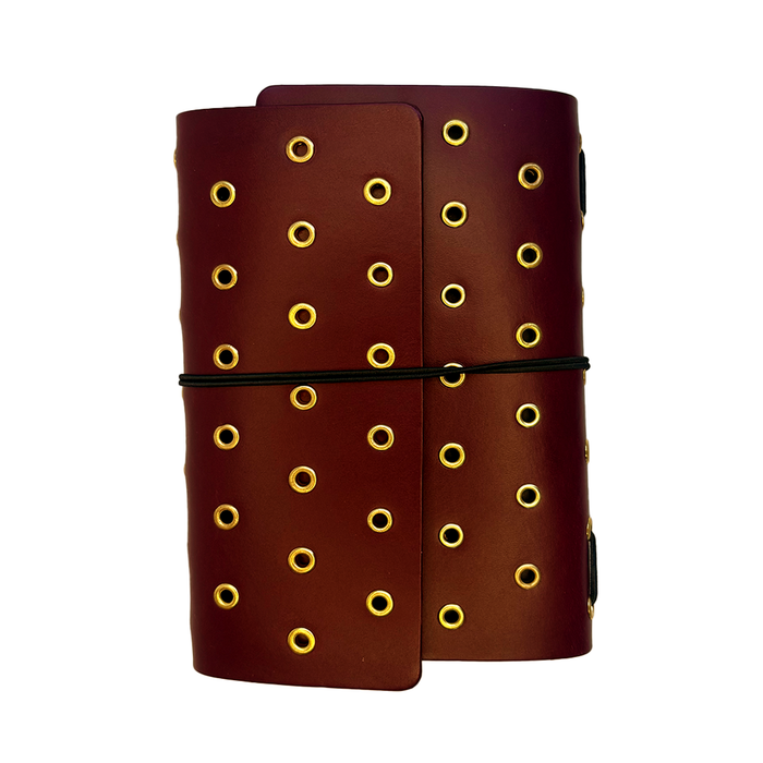 Imperfect Concepts - #15 - Juniper - Maroon with Gold Grommets - A6 Trifold Folio