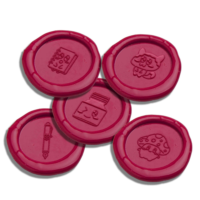 Set of five Papier Plume wax seals featuring decorative patterns, perfect for crafting and sealing invitations or letters.