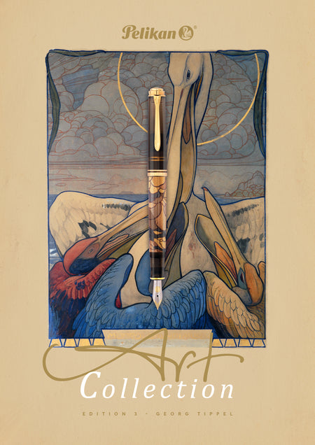 Pelikan SOUVERÄN M600 Art Collection Georg Tippel fountain pen with gold accents and intricate design details.