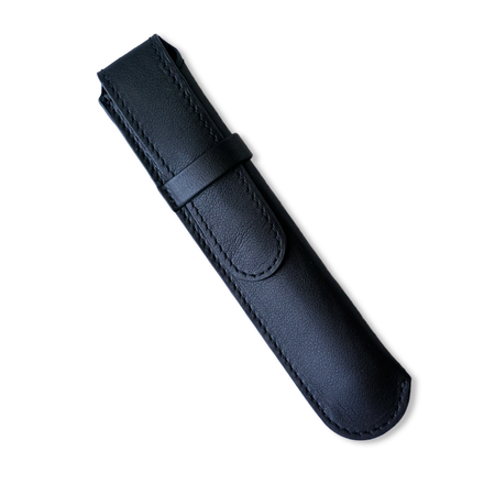 Leather Pen Case - Single Slot - Black - Papier Plume