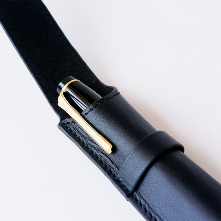 Leather Pen Case - Single Slot - Black - Papier Plume