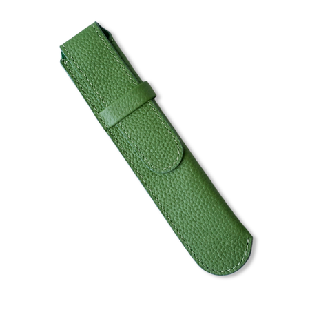 Leather Pen Case - Single Slot - Green - Papier Plume