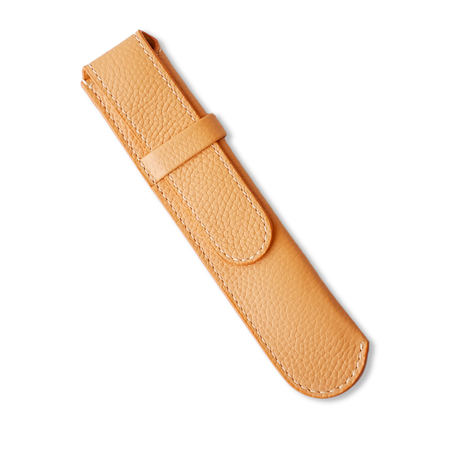 Leather Pen Case - Single Slot - Orange - Papier Plume