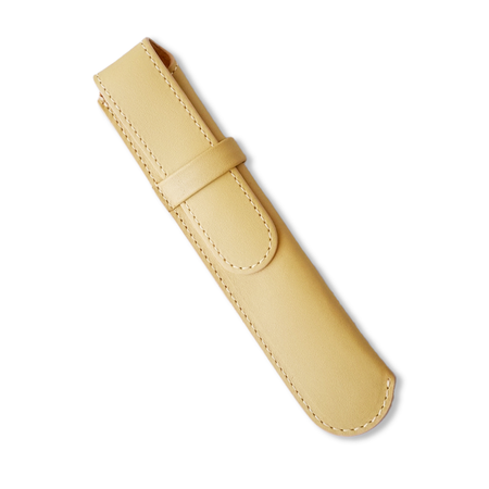 Leather Pen Case - Single Slot - Yellow - Papier Plume
