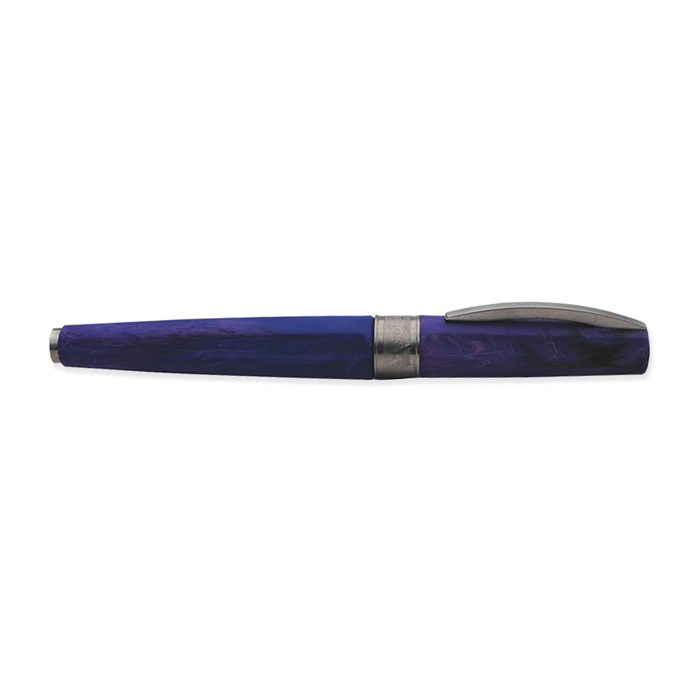 Visconti Mirage Mythos Persephone fountain pen with intricate green and gold design and a sleek, elegant body.