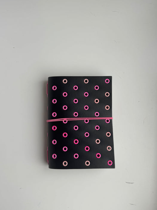 Imperfect Concepts - #23- Max - Raven with Pink Grommets - A6 Bifold Folio