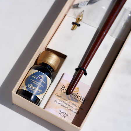 Bortoletti - Wood and Brass Dip Pen Calligraphy Set - Papier Plume