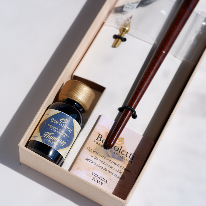 Bortoletti - Wood and Brass Dip Pen Calligraphy Set - Papier Plume