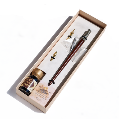 Bortoletti - Wood and Bronze - Dip Pen Calligraphy Set - Papier Plume
