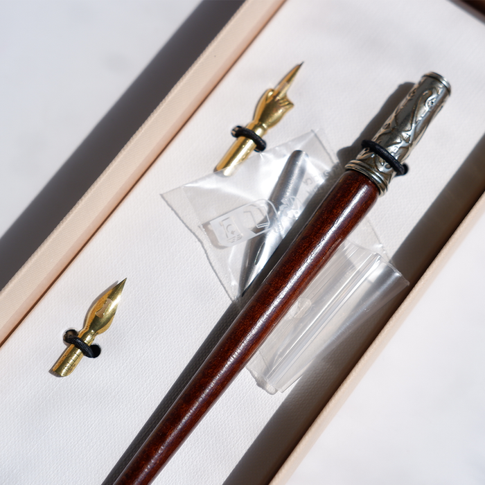 Bortoletti - Wood and Bronze - Dip Pen Calligraphy Set - Papier Plume