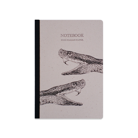 Rossi snake-themed soft cover journal with a textured snake skin pattern and lined pages for writing or note-taking.