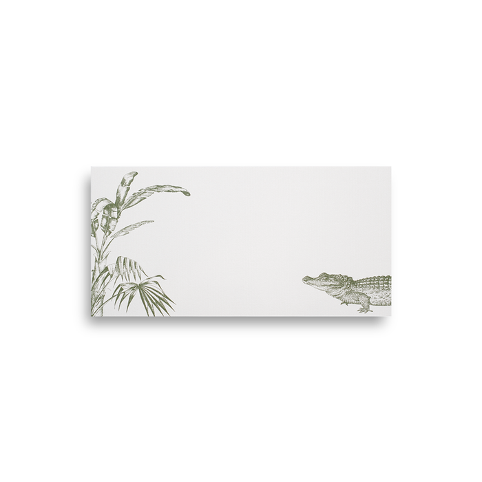Alexa Pulitzer Swampy Gator Monarch Note Cards featuring colorful gator illustration on elegant stationery.