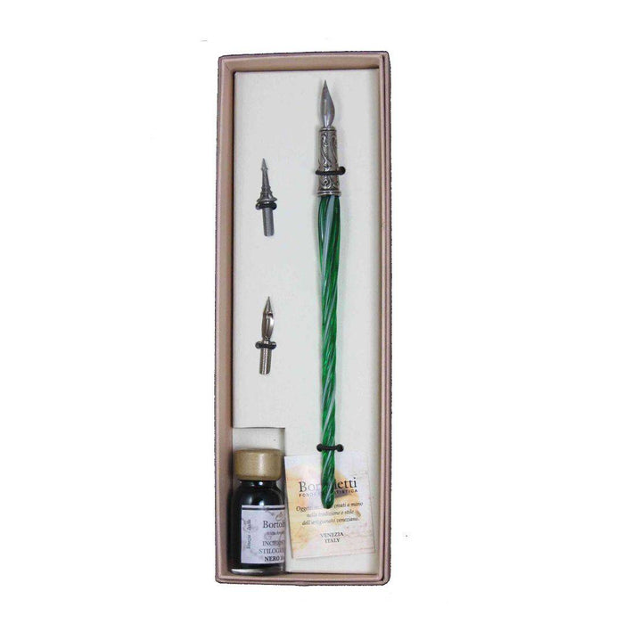 Bortoletti Entwined Murano Glass Dipping Pen Set