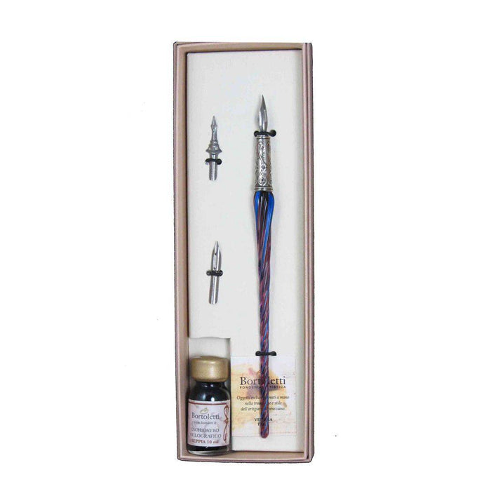 Bortoletti Entwined Murano Glass Dipping Pen Set