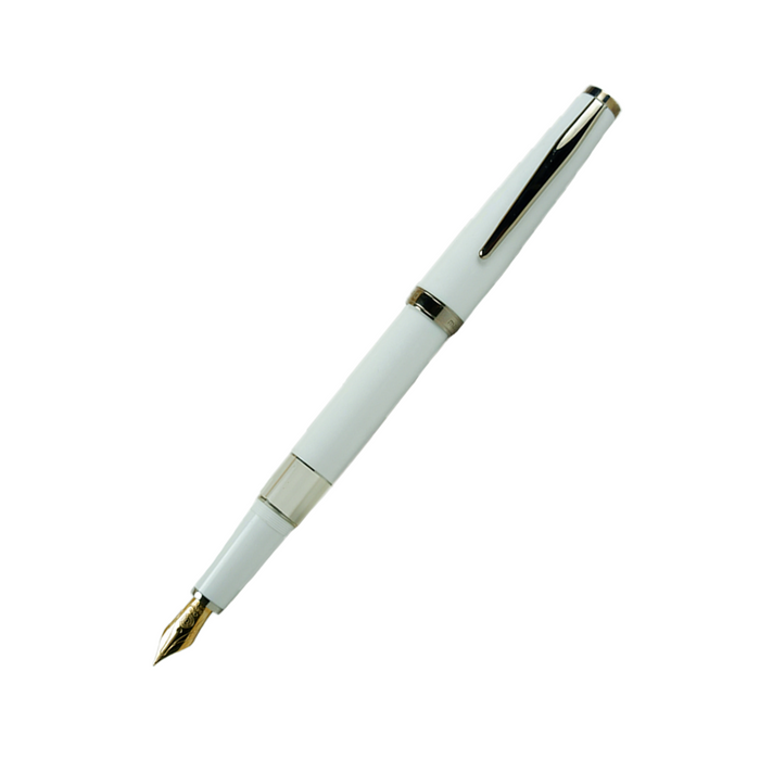 Cleo Skribent - Classic Gold Goldfeder - Fountain Pen - Piston - White