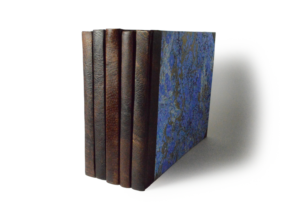 Handcrafted Guest Book with Marbleized Cover and Leather Trim - Small