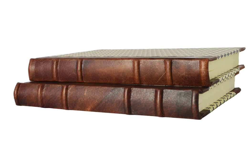 Handcrafted Leather Trimmed Journal With Fleur De Lyse: Old World Spine