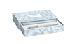 Caran D'Ache Ecridor Alpine Frost and Polar Blue ballpoint pen set with leather case, featuring sleek metallic pens on a detailed background.