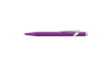 Caran D'Ache Ballpoint Pen 849 in violet with a sleek metal body and signature hexagonal design, detailed close-up image.