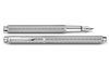 Caran D'Ache Platinum-Coated Ecridor Chevron fountain pen with a sleek chevron design and platinum finish, close-up detail image