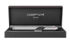 Caran D'Ache Palladium-Coated ECRIDOR™ Avenue rollerball pen with detailed close-up of the luxurious palladium finish.