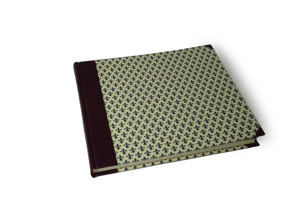 Handcrafted Guest Book with Marbleized Cover and Leather Trim - Large - Blank