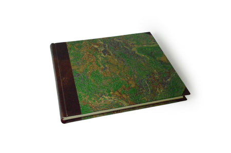 Handcrafted Guest Book with Marbleized Cover and Leather Trim - Large - Blank - Papier Plume