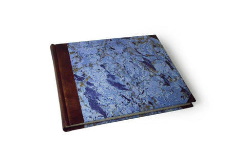 Handcrafted Guest Book with Marbleized Cover and Leather Trim - Large - Blank - Papier Plume