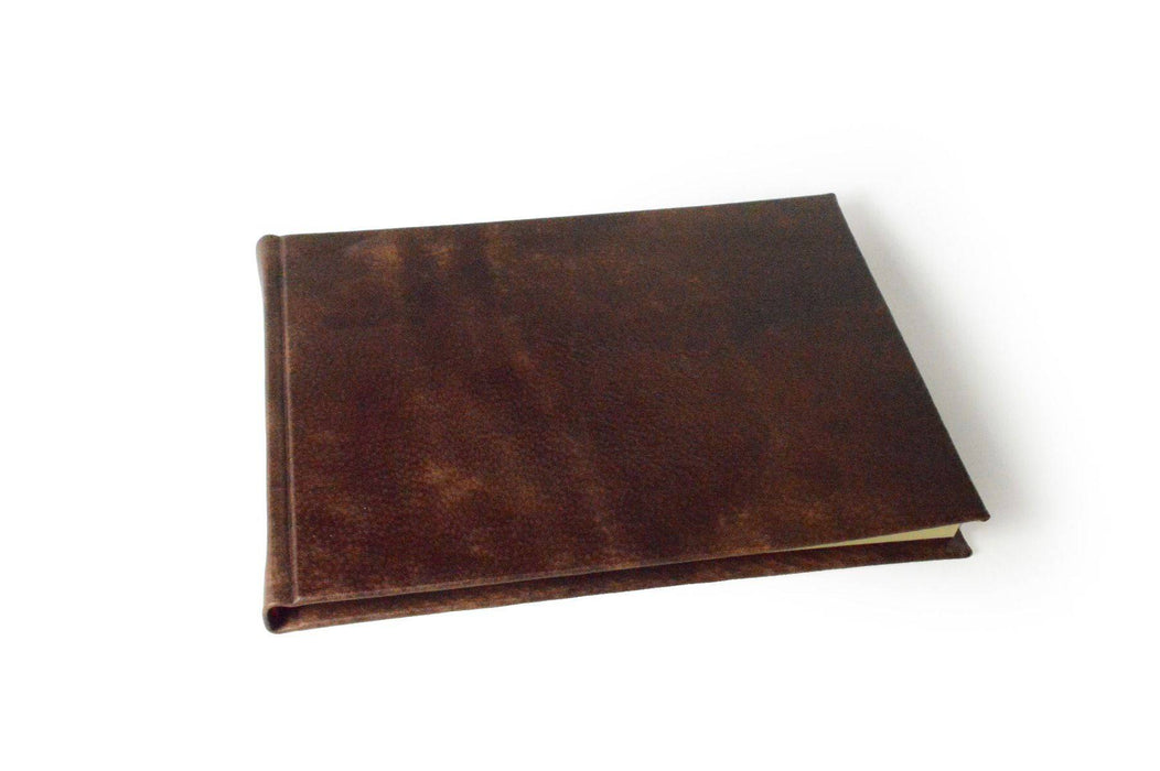 Handcrafted Guest Book with Marbleized Cover and Leather Trim - Small - Papier Plume