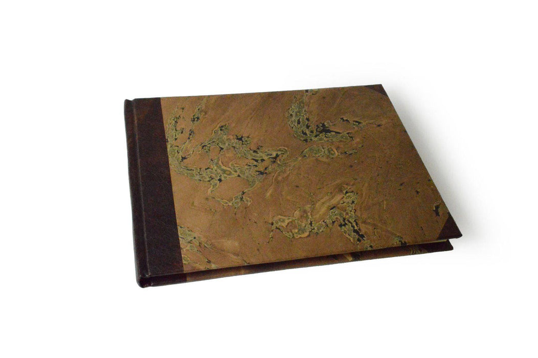 Handcrafted Guest Book with Marbleized Cover and Leather Trim - Small - Papier Plume