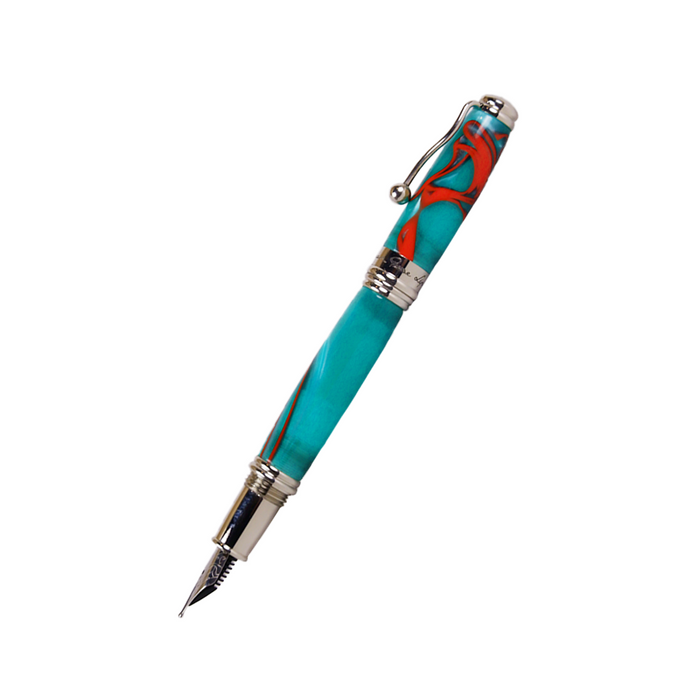 Jean-Pierre Lepine - Indigo Classic Murano - Turquoise with Red Filet - Fountain Pen