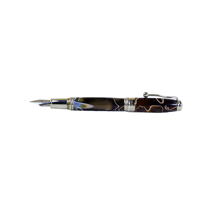 Jean-Pierre Lepine - Indigo Classic Murano - Brown with Beige Filet - Fountain Pen