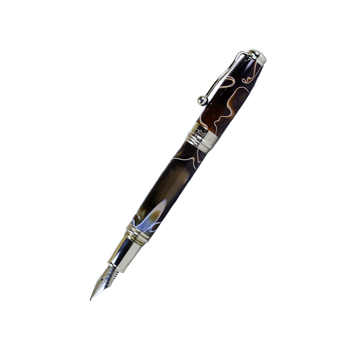 Jean-Pierre Lepine - Indigo Classic Murano - Brown with Beige Filet - Fountain Pen